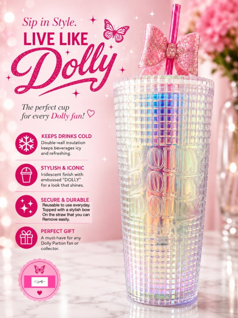 Dolly Parton Tumbler - Dolly Dolly Dolly Cup 23 oz